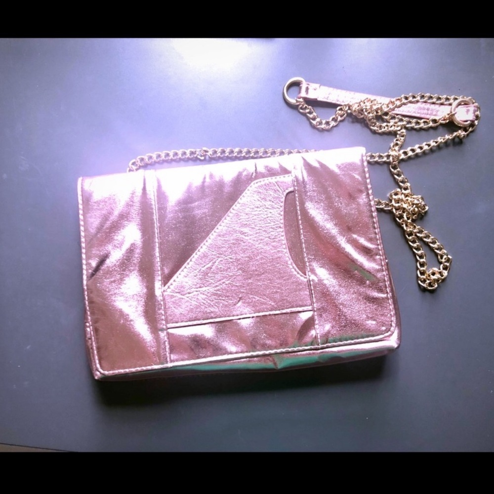 Leith Metallic Faux Leather Clutch - like new!